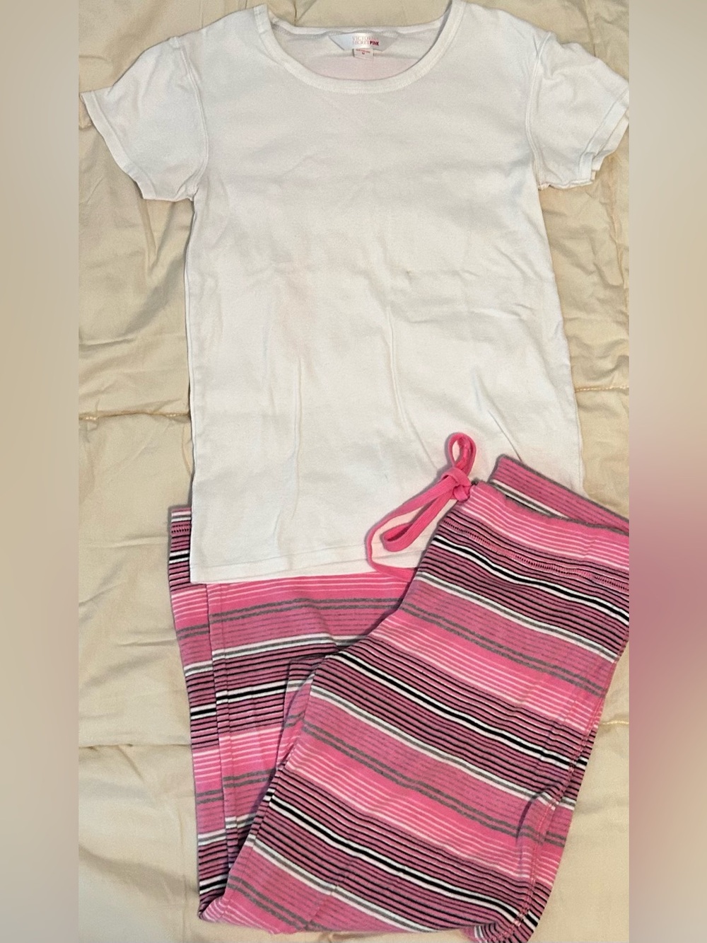 Victoria Secret Pink Striped Lounge Set with White Tee - Picture 11 of 11